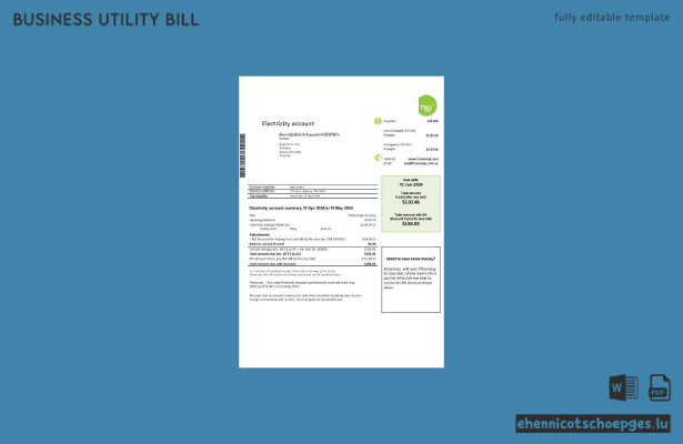 Beispielrechnung für Geschäftskunden von Tru Energy in Australien